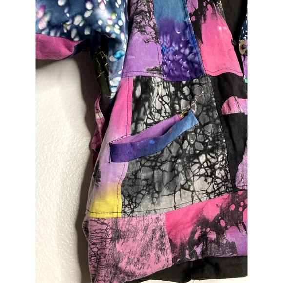 Unique Reversible Jacket Rainbow Print Graphics w/ Buttons - Picture 3 of 5